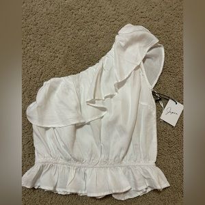 NWT One Shoulder Ruffle Sleeve Top